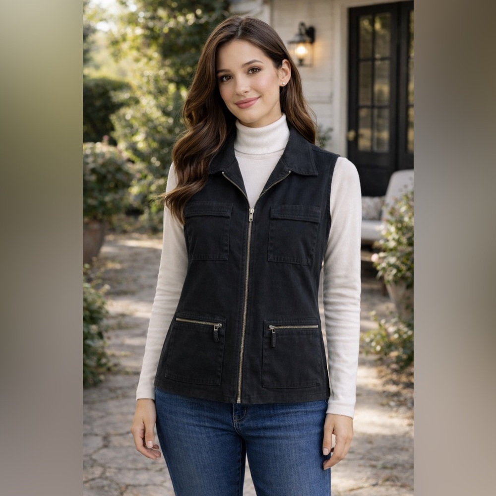 Women's Black Denim Vest